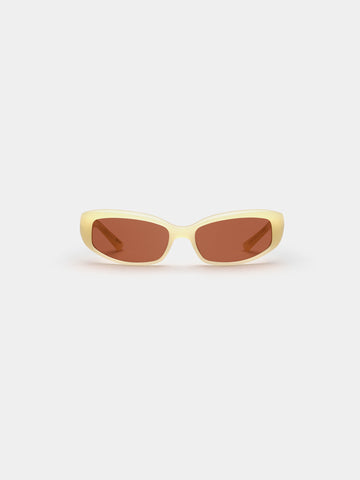 ROEG in Lemon Butter yellow narrow oval sunglasses, front view