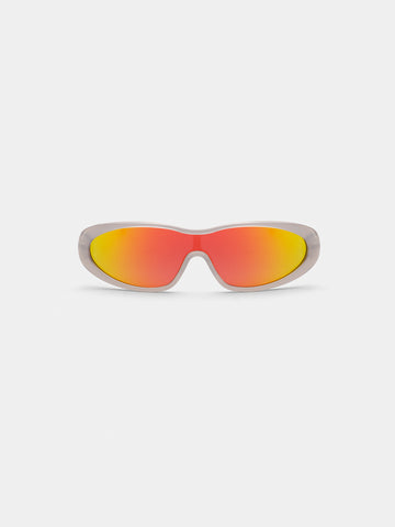 ULTRE in Gunmetal silver gray shield sunglasses, front view